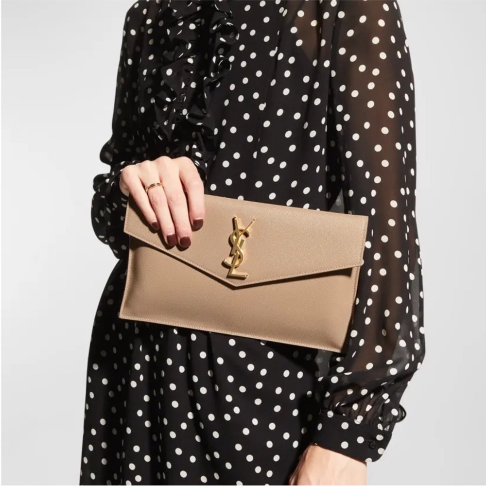 YSL Uptown Medium YSL Monogram Grain de Poudre Pouch Bag
